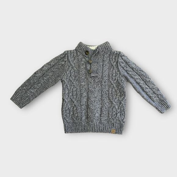 Canadiana Toddler Bear Hood Knit Sweater – Gray Button-Up (Size 3T) - Picture 5 of 6